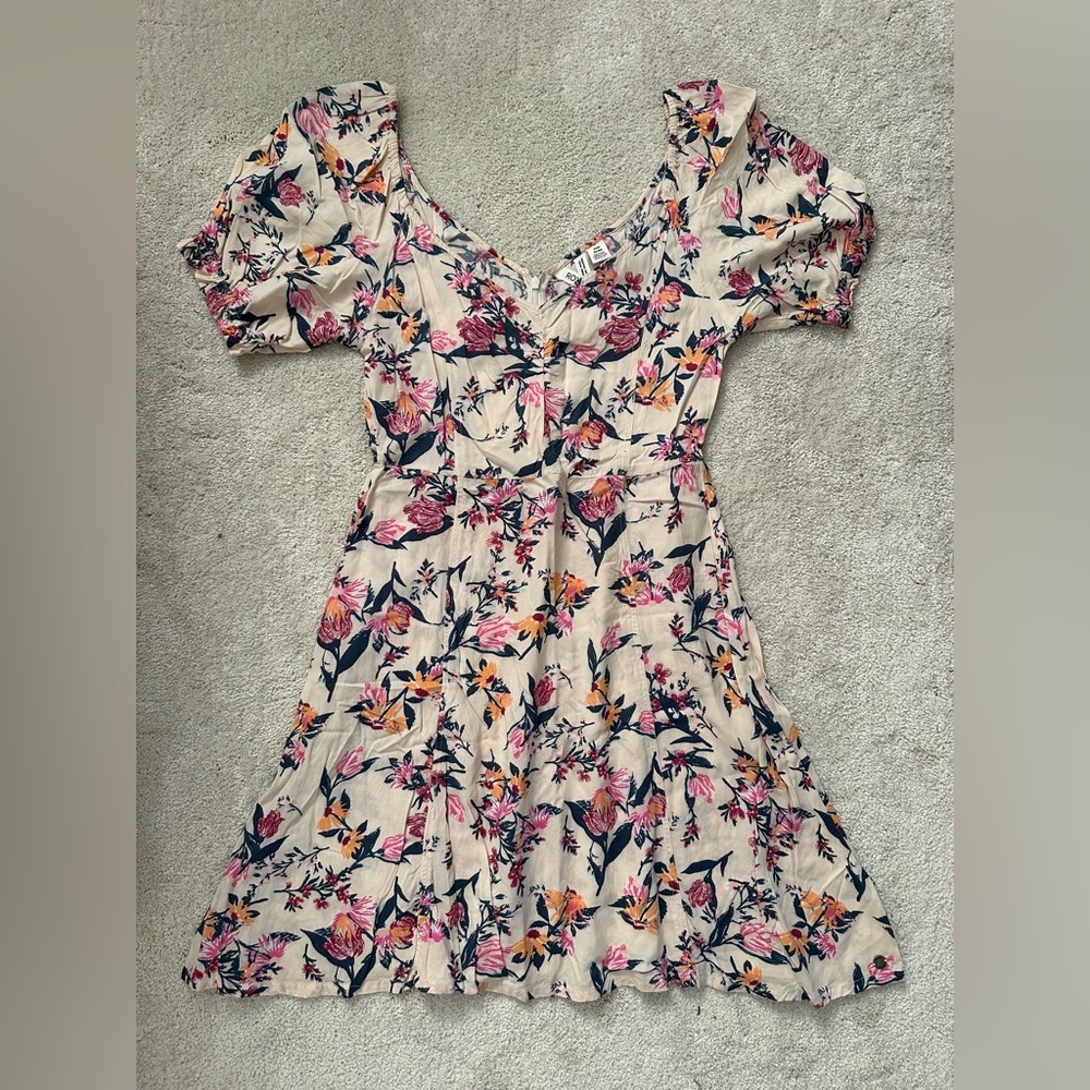 Roxy Cream Floral Midi Dress